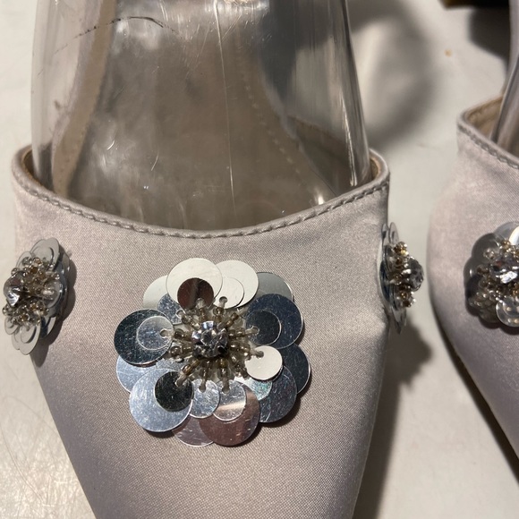 Rialto gray sateen low block heel shoes with sequin embellishments various sizes - Picture 3 of 8